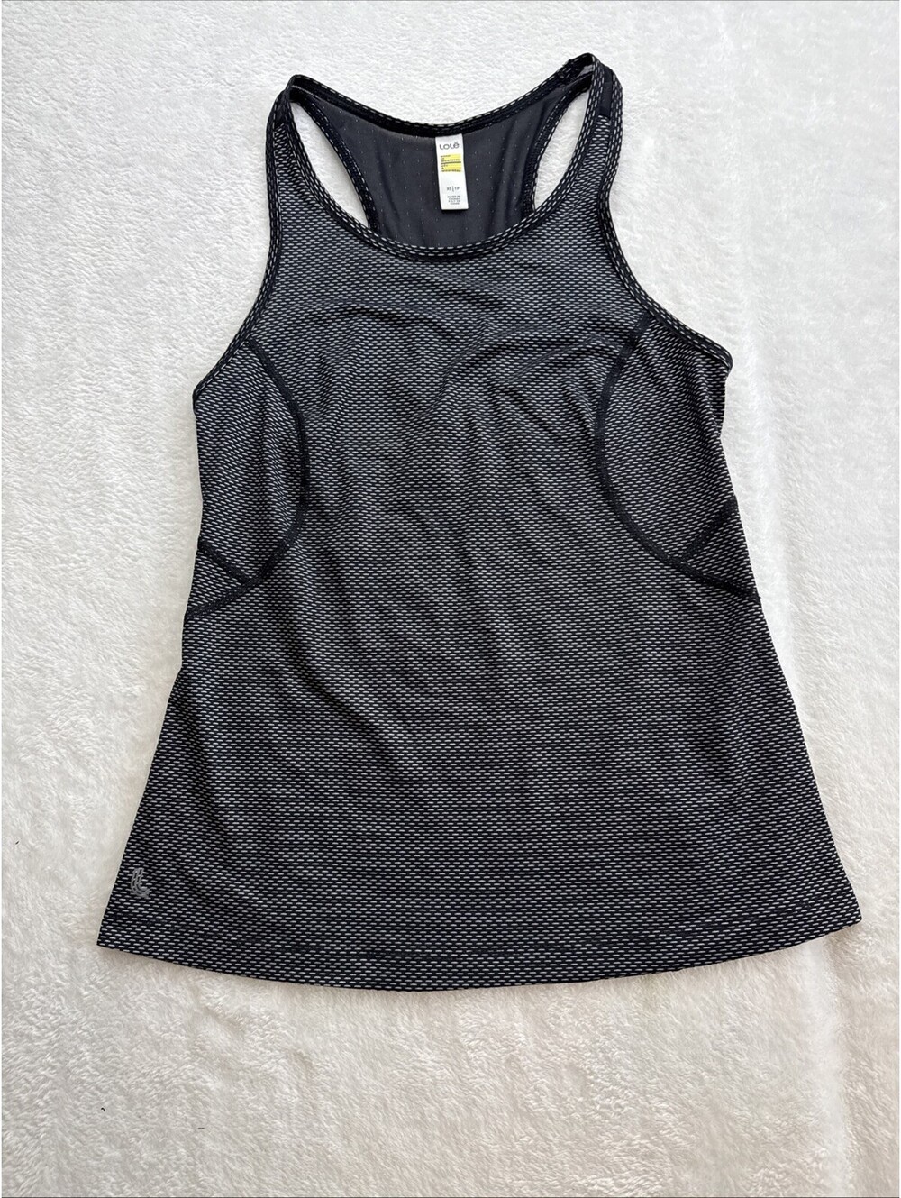 Lole Athletic Tank Top Extra Small Black Racerback Geo Yoga Workout Reflective
